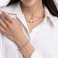 thumbnail image 5 of Round Cut Lab Created Gemstone Tennis Necklace in Sterling Silver, 5 of 5
