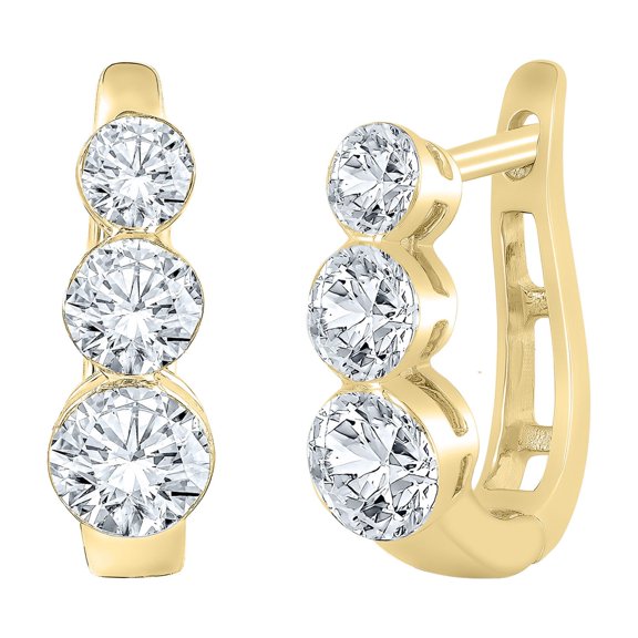 Lab Created Round Cut 1.96 CT. T.W. 3-Stone Floating Diamond Earrings in 18K Gold