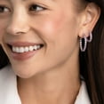 thumbnail image 6 of Lab Created Gemstone Huggie Hoop Earrings in Sterling Silver, 6 of 6