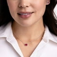 thumbnail image 5 of Emerald Cut Lab Created Gemstone & 0.08 CT. T.W. Diamond Necklace in Sterling Silver, 5 of 6