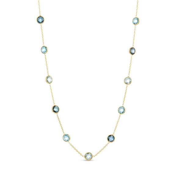 Multi Gemstone Station Necklace in 14K Gold