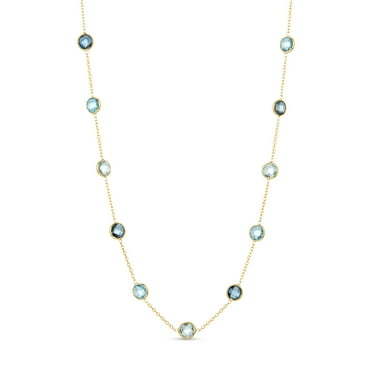 Multi Gemstone Station Necklace in 14K Gold