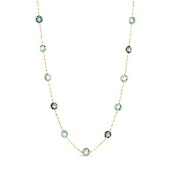 Multi Gemstone Station Necklace in 14K Gold