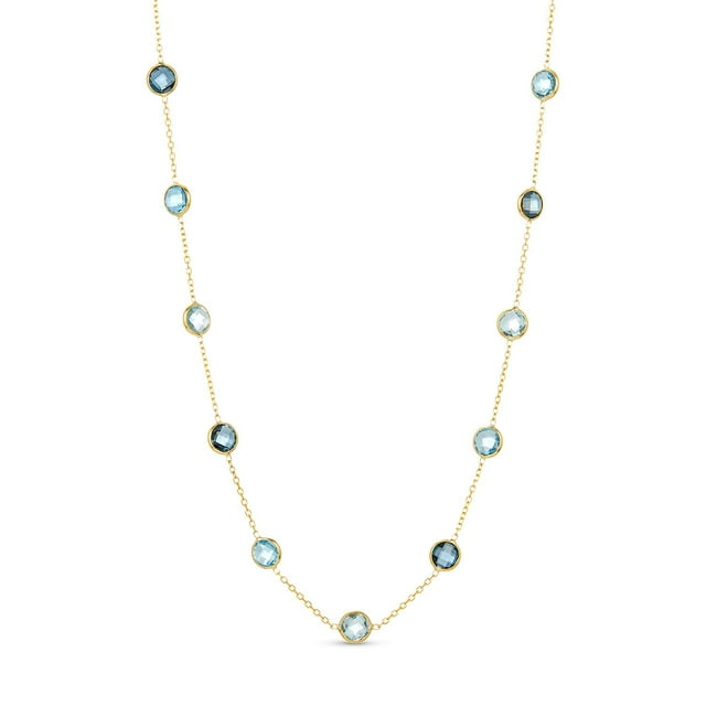 Multi Gemstone Station Necklace in 14K Gold