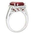 thumbnail image 2 of Lab Created Emerald Cut Gemstone and Diamond Ring in Sterling Silver, 2 of 5