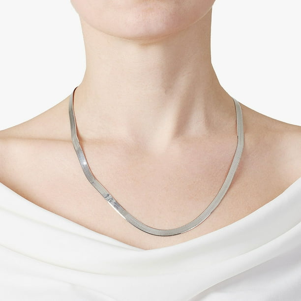 Italian Sterling Silver Herringbone Chain Necklace - Samsclub.com