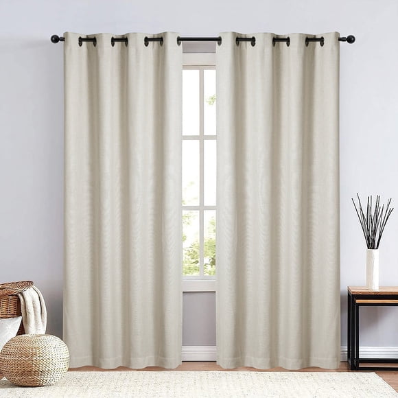 Sun Shield Chalmer Linen Blend 100% Blackout Panel Curtains (Pair) 7' to 9' Options