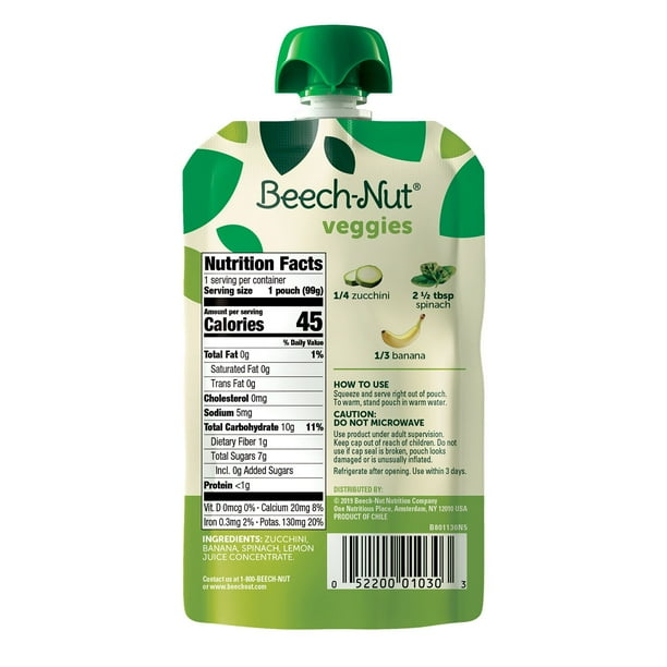 Beech-Nut Veggies and Fruities Stage Baby Food Pouch, Variety