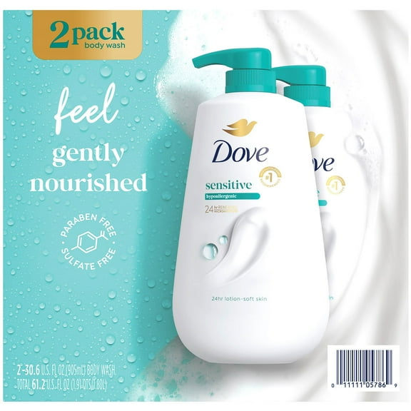 Dove Sensitive Skin Body Wash with Pump, 30.6 fl. oz., 2 ct.