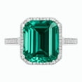 thumbnail image 1 of Lab Created Emerald Cut Gemstone and Diamond Ring in Sterling Silver, 1 of 4