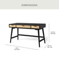 thumbnail image 2 of Member's Mark Enzo Writing Desk with 3 Rattan Storage Drawers, Black Finish, 2 of 9