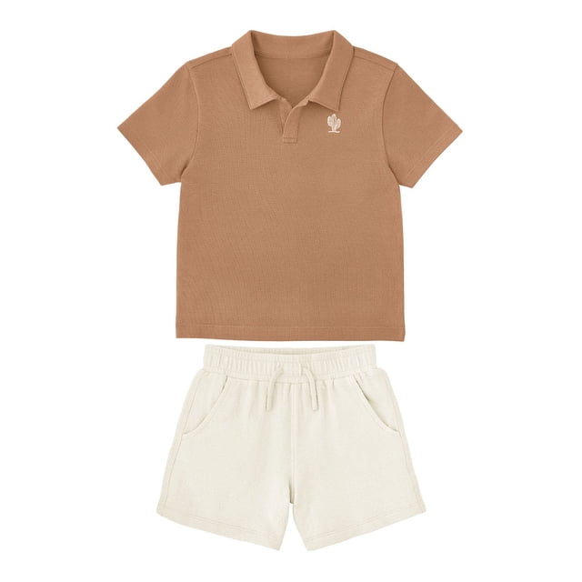 Member’s Mark Boys 2-Piece Playwear — 9-Set Bulk Bundle (Orange/Cream, Assorted Sizes) 2
