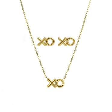 X O Necklace and Earring Set in 14K Gold