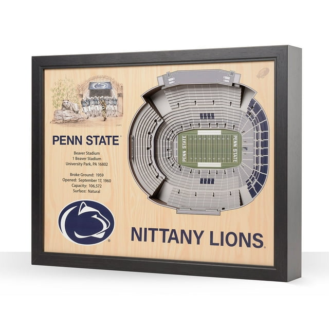 YouTheFan Penn State Nittany Lions 25-Layer Football Stadium View 3D Wall Art