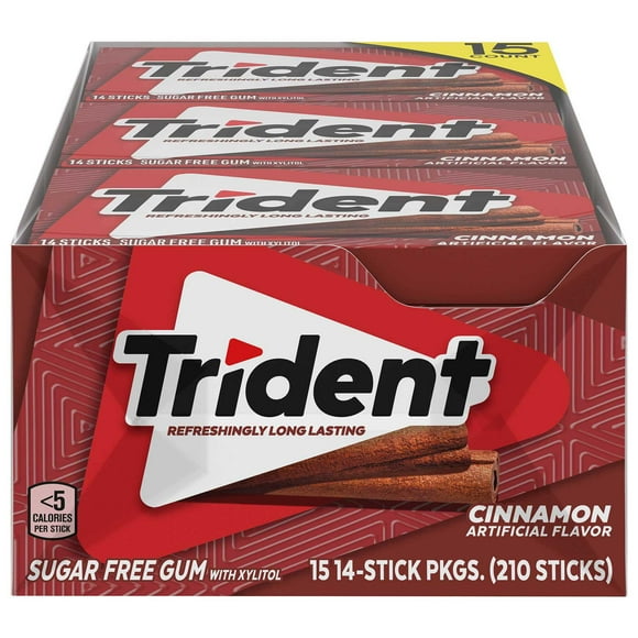 Trident Cinnamon Sugar Free Gum, 14 pieces, 15 pk.