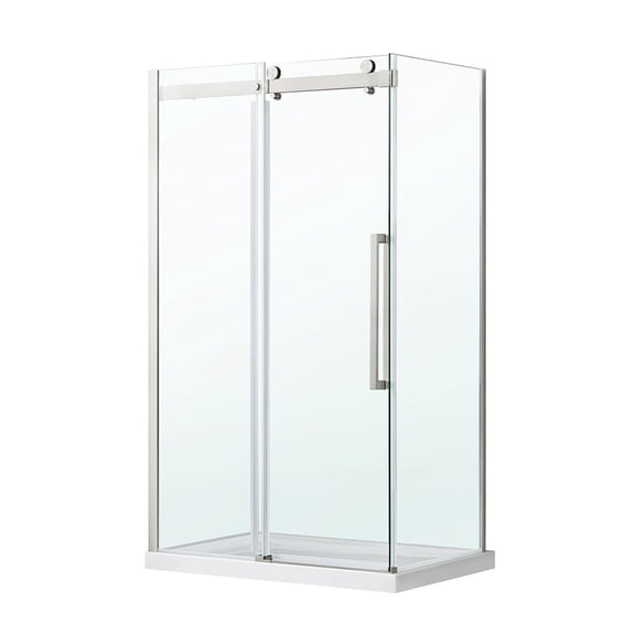 OVE Decors Bel Soft Close 48" W x 32" D x 78-3/4" H Corner Shower with Sliding Door, Side Panel & Base