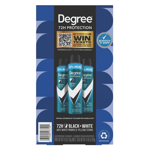 Degree for Men Ultraclear Black+White Deodorant Dry Spray, Fresh, 4.8 oz., 3 pk.