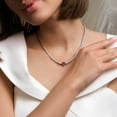 thumbnail image 3 of Lab Created Gemstone Tennis Necklace in Sterling Silver, 3 of 7