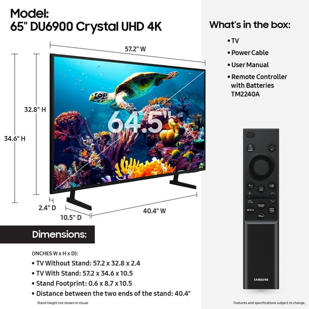 SAMSUNG 65” Class DU6900D Series 4K UHD Smart TV