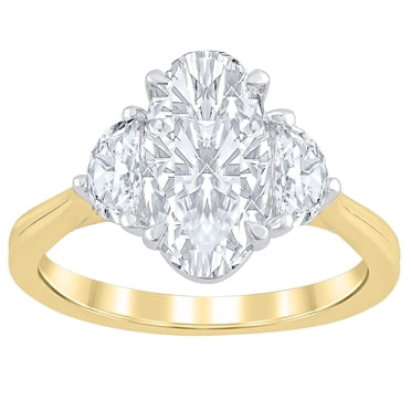 2.46 CT.T.W. Moval & Half Moon Cut Lab Created Diamond Ring in 18K Gold