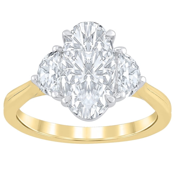 2.46 CT.T.W. Moval & Half Moon Cut Lab Created Diamond Ring in 18K Gold