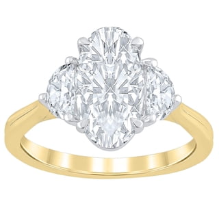 2.46 CT.T.W. Moval & Half Moon Cut Lab Created Diamond Ring in 18K Gold