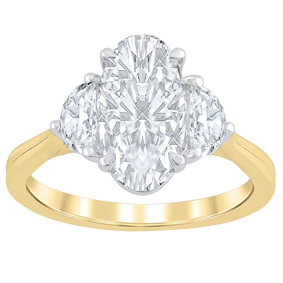 2.46 CT.T.W. Moval & Half Moon Cut Lab Created Diamond Ring in 18K Gold
