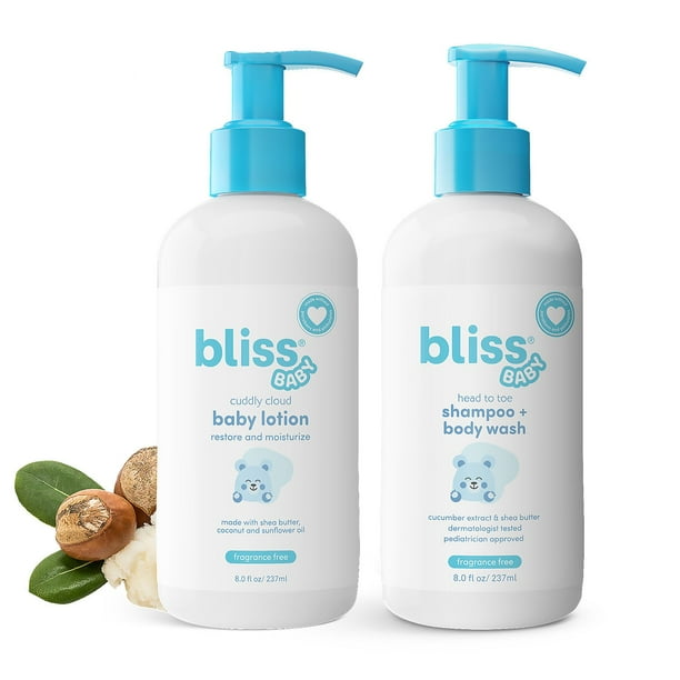Bliss Baby Bath Bundle, 2-in-1 Shampoo + Body Wash & Lotion, 8 fl