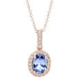 thumbnail image 1 of Oval Cut Genuine Gemstone & 0.11 CT. T.W. Diamond Halo Pendant Necklace in 14K Gold, 1 of 6