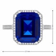 thumbnail image 3 of Lab Created Emerald Cut Gemstone and Diamond Ring in Sterling Silver, 3 of 4