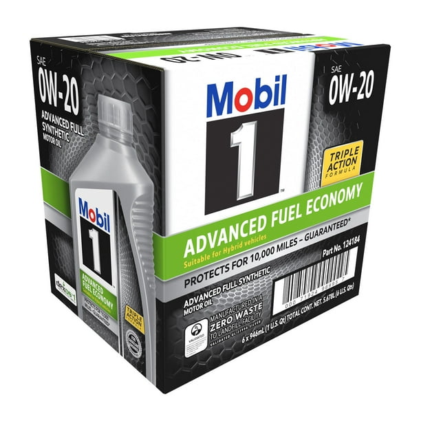 Mobil 1 0W-20 Advanced Fuel Economy Motor Oil 6 pack, 1