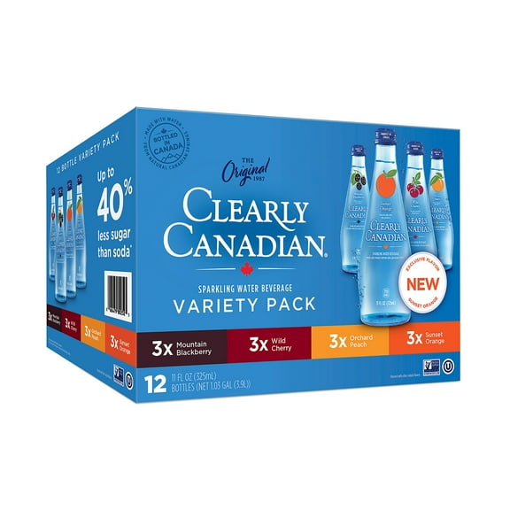 Clearly Canadian Sparkling Water Variety Pack, 11 fl. oz., 12 pk.