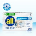 thumbnail image 8 of all Fabric Softener Dryer Sheets, Free Clear, 250 ct., 8 of 9