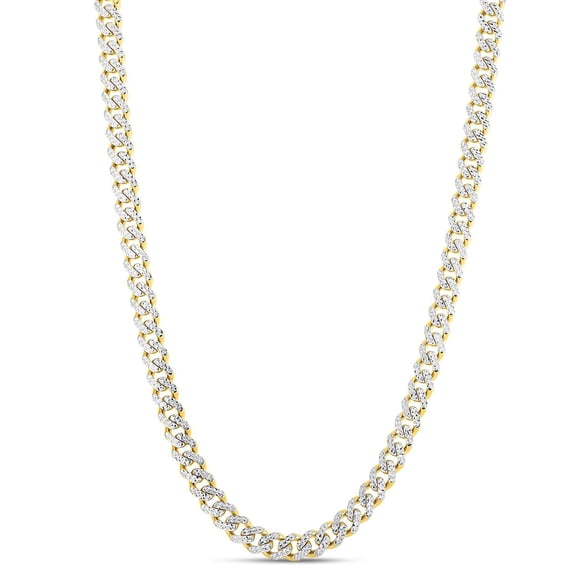Miami Cuban Pave Chain Necklace in 14K Two-Tone Gold