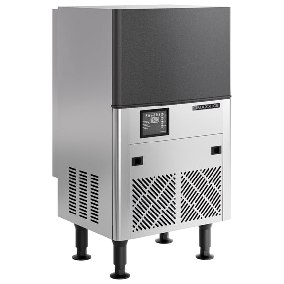 Maxx Ice Self Contained Undercounter Commercial Ice Maker, Up to 80 lbs. per Day, 30 lbs. Ice Storage, Stainless Steel/Black