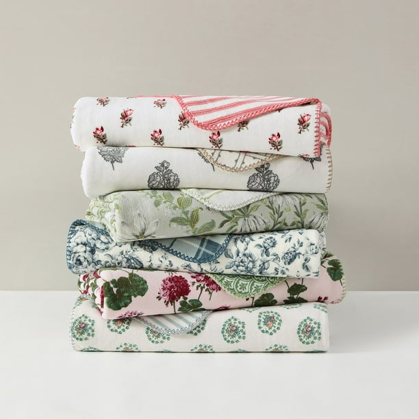 Laura Ashley Coco Plush Reversible Throw, 60