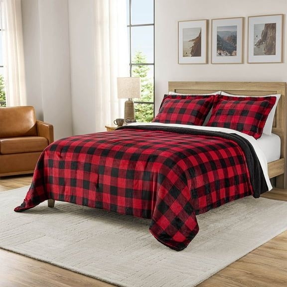 Member's Mark 3-Piece Printed Plush Comforter Sets, Assorted Sizes