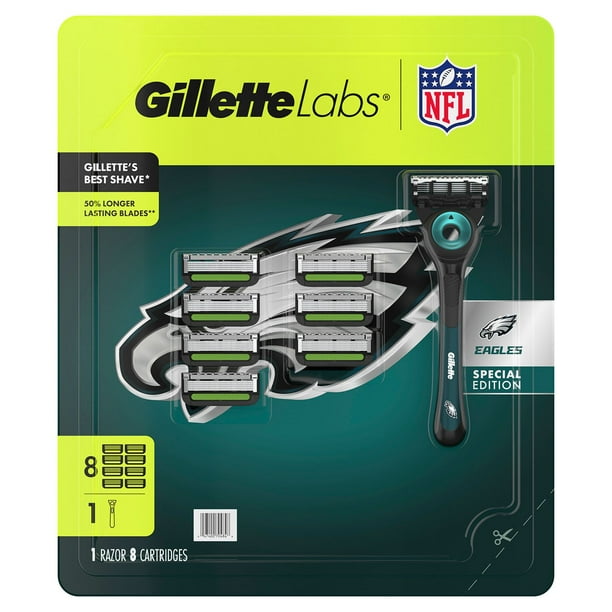 Gillette Labs NFL Philadelphia Eagles Men's Razor, Handle + 8