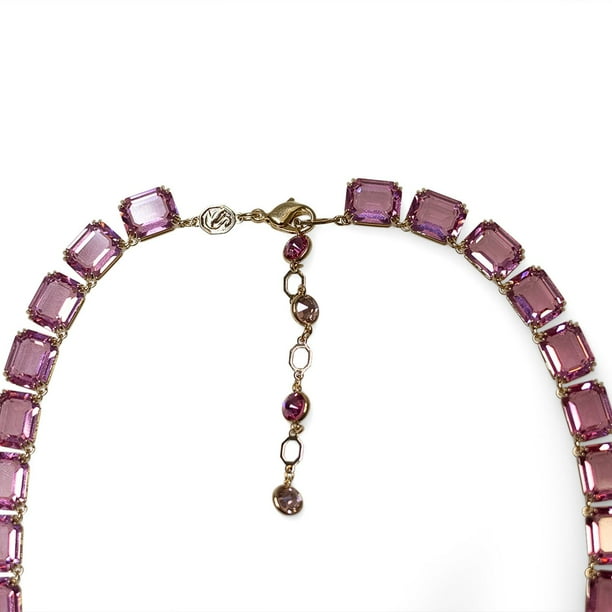 Swarovski Pink Crystal Octagon Cut Millenia Tennis Necklace