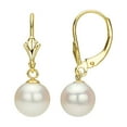thumbnail image 1 of White Round Freshwater Pearl Lever-Back Earring with 14K Gold, 1 of 1