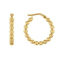 thumbnail image 2 of Diamond cut Bead Hoop Earrings in 14K Yellow Gold, 2 of 6