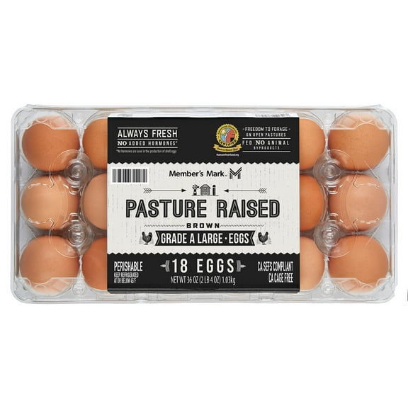 Member's Mark Pasture Raised Grade A Large Brown Eggs, 1.5 dozen