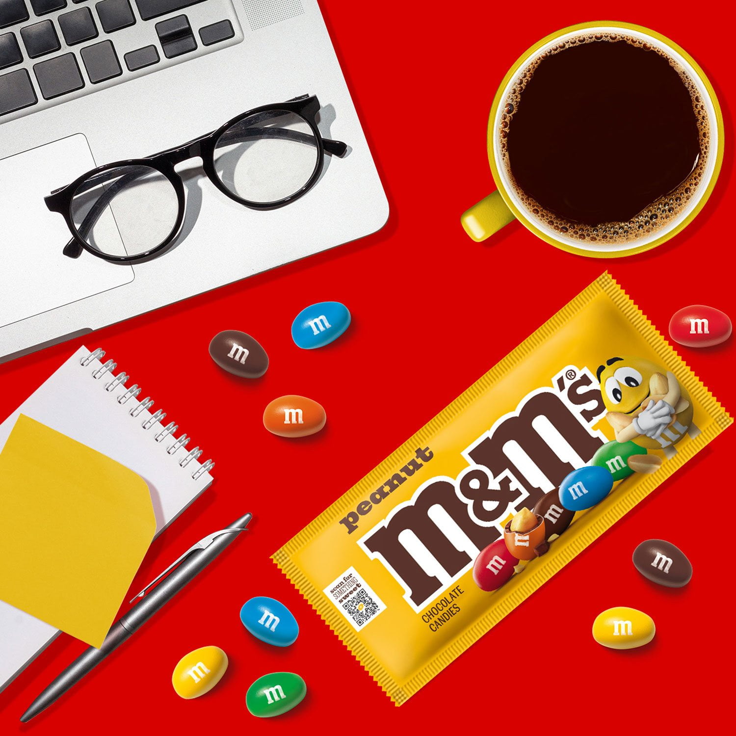 M&M'S Peanut Milk Chocolate Candy, Singles Size, 1.74 oz., 48 pk