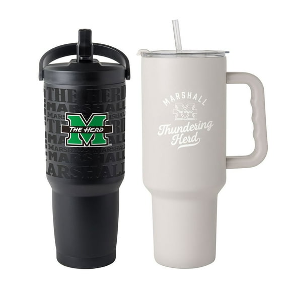 Logo Brands Marshall Thundering Herd Stainless Steel Tumbler Set