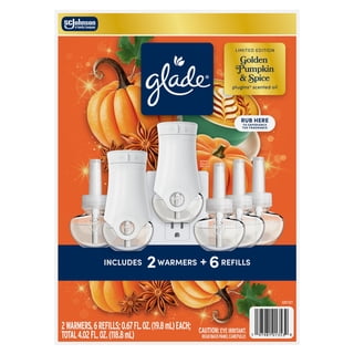 Glade PlugIns Scented Oil, Air Freshener, Golden Pumpkin & Spice, 2 Warmers + 6 Refills, 0.67 oz. Each