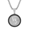 thumbnail image 1 of 0.23 CT. T.W. Black Diamond Stainless Steel Praying Hands Pendant, 1 of 5