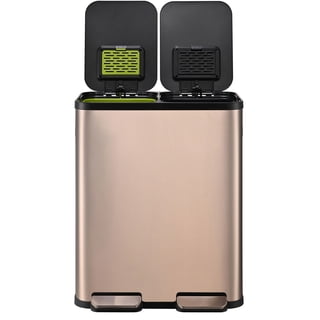 Simpli-Magic 16 Gallon (30L x 30L) Dual Compartment Step Trash Can, Multiple Colors – Kitchen Garbage Can with Slow-Close Lids – Waste & Recycling Bins, Odor Control, Hands-Free, Easy to Clean