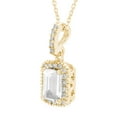 thumbnail image 2 of Emerald Cut Lab Created Gemstone & Diamond Halo Pendant Necklace in 14K Gold, 2 of 4