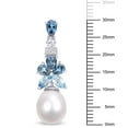 thumbnail image 3 of 8.5-9 MM Freshwater Cultured Pearl Blue and White Topaz Drop Earrings in Sterling Silver, 3 of 5