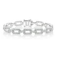 thumbnail image 1 of Lab Created White Sapphire Square Link Bracelet in Sterling Silver, 1 of 6